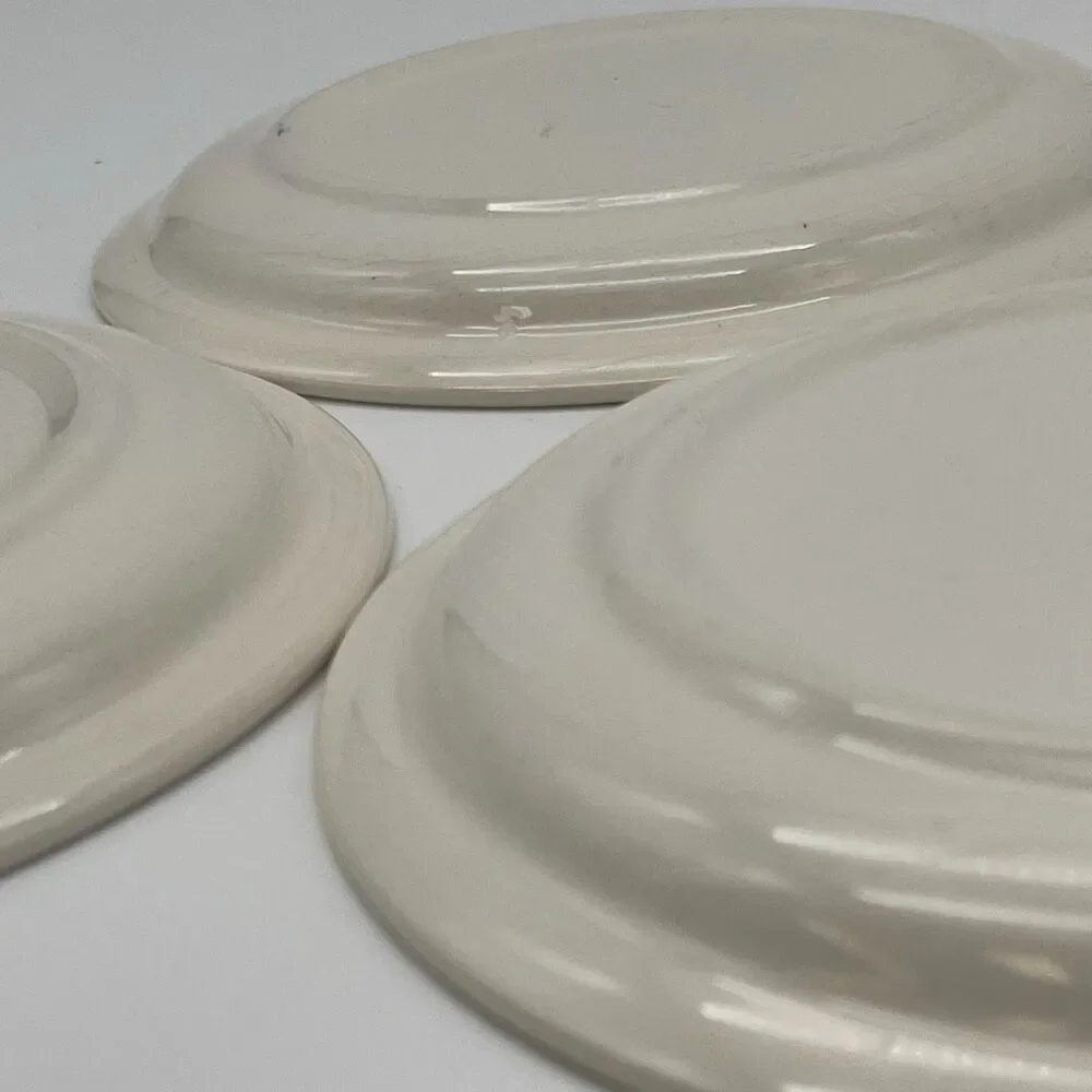 Christmas Tree Plates Lot of 3 Salad Dessert White Ceramic Round Traditional Set